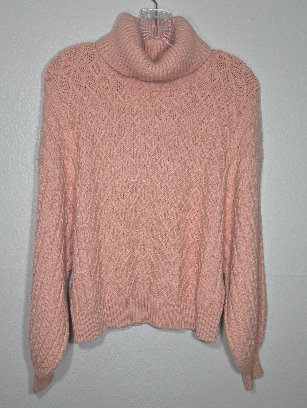 Elie Tahari Soft Peach Cable Turtleneck Sweater